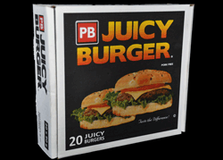 PB Juicy Burger Patties 1.8KG, 20 x 90g 